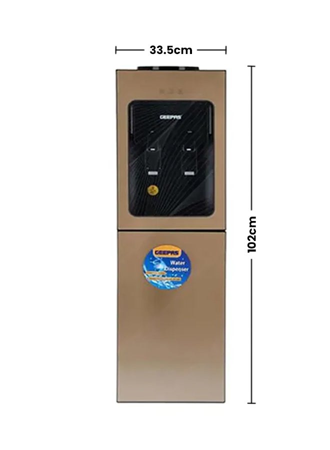 GEEPAS - Top Loaded Water Dispenser with Refrigerator - High-Quality Food Grade Stainless Steel Tank Non-Dust Adhesive Prevents Bacteria | 2 Taps -Hot Or Cold, No Water Leakage, Low Cost | Easy to Install | Ideal for Home Office & More GWD8363 Silver/Black/Yellow - Image 1