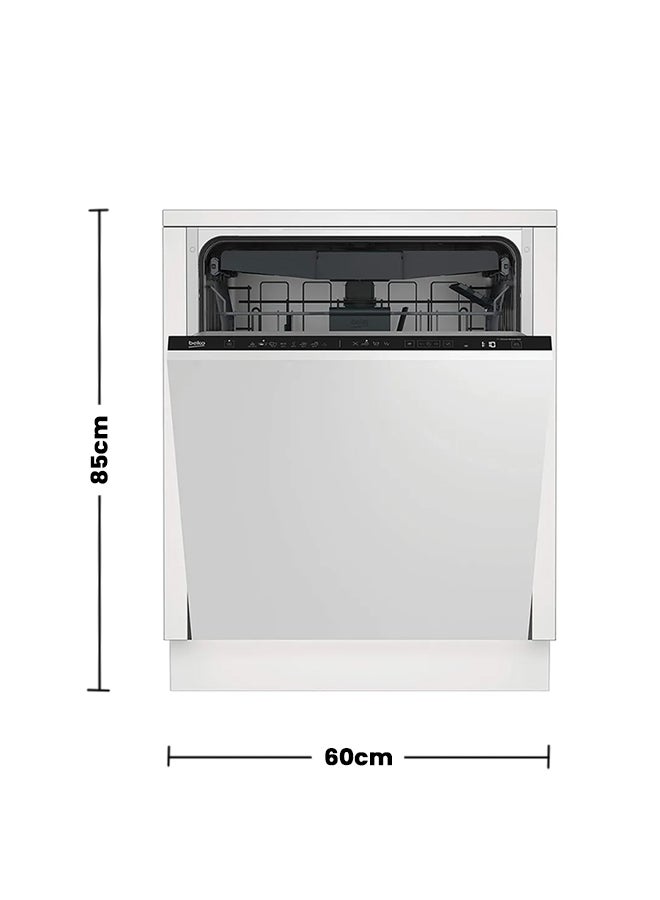 Beko 60cm Builtin Fully Integrated Dishwasher with 14 Place Settings, 8 Programme, 3 Racks, A++ Energy Rating, Quiet Operation (46 dBA), Sliding Cutlery Basket, Mini programme, Half-load, Stainless Steel Tub, Aquaintense, 10 Years Warranty on ProSmart Inverter Motor 8 L 0 W DIN48425 Multicolour  - Image 2