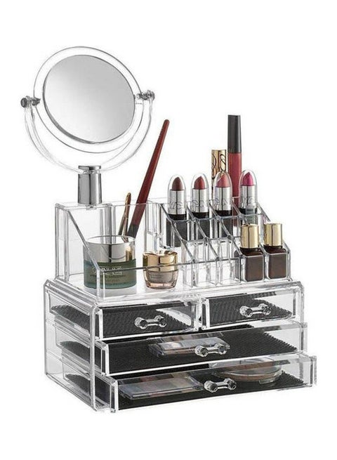 Makeup Organizer With Mirror - 4 Drawers Multicolour