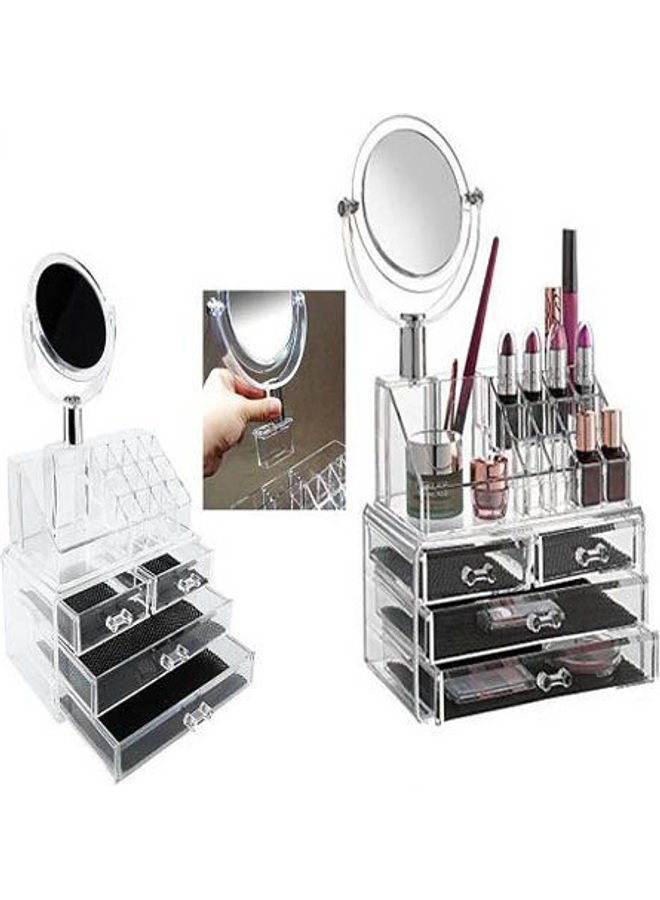 Makeup Organizer With Mirror - 4 Drawers Multicolour