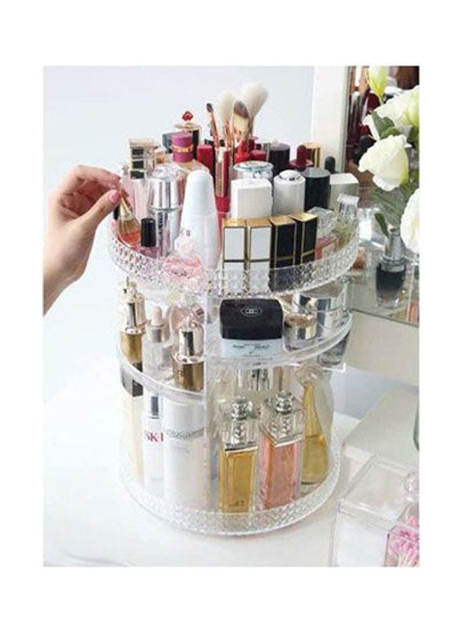 General - 360 Rotating Makeup Organizer Adjustable Cosmetic Storage Display Case Large Capacity Cosmetic Shelf Acrylic Clear - Image 1