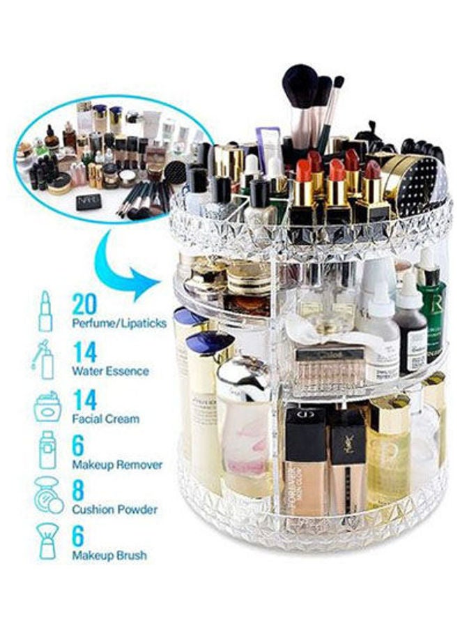 General - 360 Rotating Makeup Organizer Adjustable Cosmetic Storage Display Case Large Capacity Cosmetic Shelf Acrylic Clear - Image 1