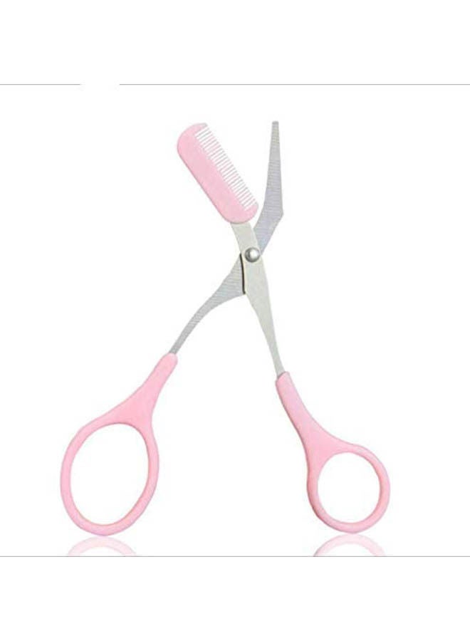 Generic Womens Eyebrow Trimmer Comb Eyelash Hair Scissors Cutter Remover Makeup Tools Pink  - Image 1