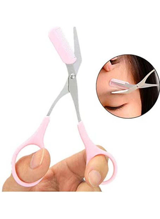 Generic Womens Eyebrow Trimmer Comb Eyelash Hair Scissors Cutter Remover Makeup Tools Pink  - Image 2