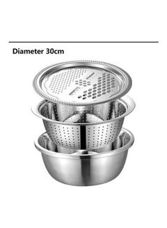 Generic Dough Bowl, Grater, Stainless Steel 3 Pieces Silver  - Image 1