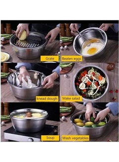 Generic Dough Bowl, Grater, Stainless Steel 3 Pieces Silver  - Image 3