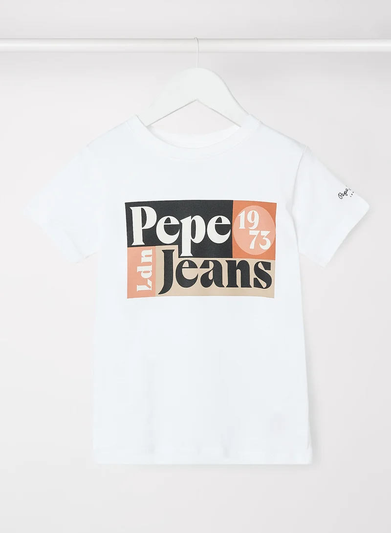 Pepe Jeans LONDON Kids Logo Block T-Shirt White