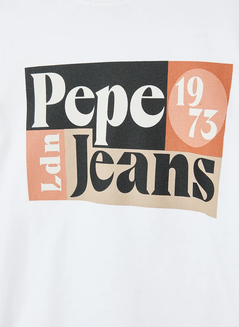 Pepe Jeans LONDON Kids Logo Block T-Shirt White