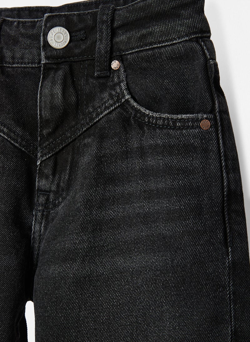 Pepe Jeans LONDON Kids Kara High Waist Mom Jeans Black - Image 3