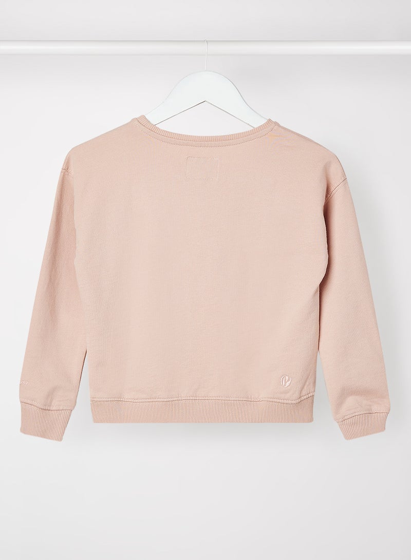 Pepe Jeans LONDON - Girls Glitter Logo Long Sleeve Sweatshirt Pink - Image 1