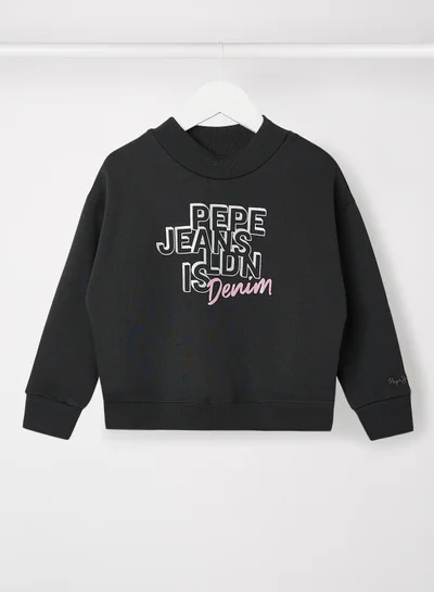 Pepe Jeans LONDON Kids Donna Textured Logo Sweatshirt Black