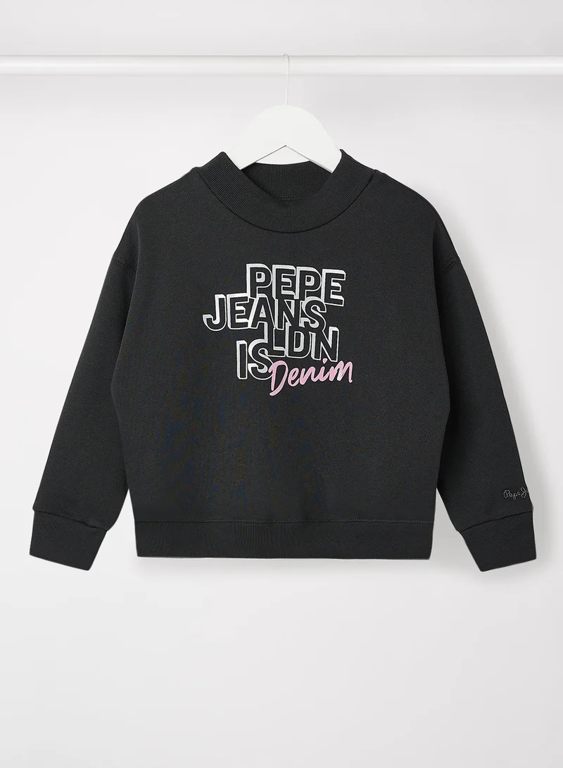 Pepe Jeans LONDON Kids Donna Textured Logo Sweatshirt Black