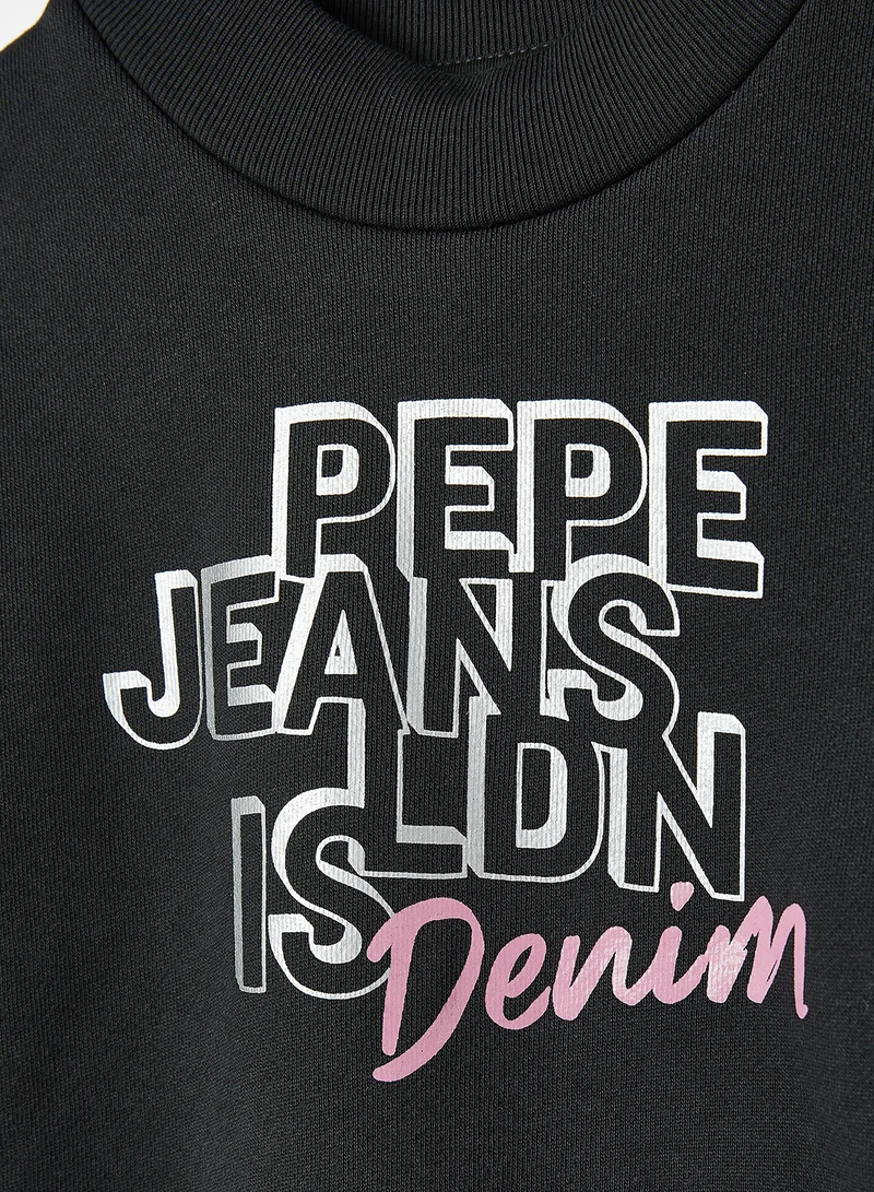 Pepe Jeans LONDON Kids Donna Textured Logo Sweatshirt Black