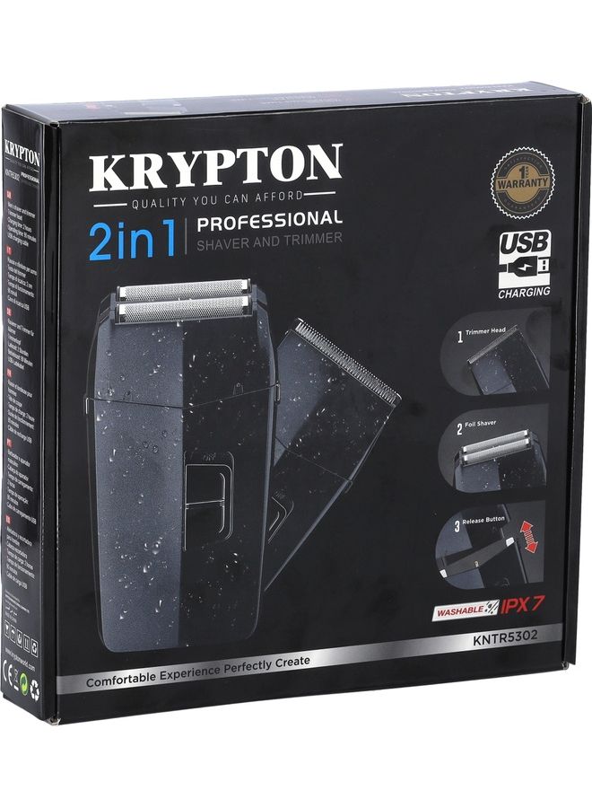 KRYPTON - Professional 2 in 1 Electric Razor Black - Image 1