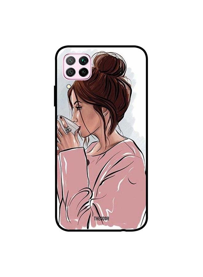 Theodor - Protective Case Cover For Huawei Nova 7i/ P40 Lite Girl Drinking Coffee 1 - Image 1