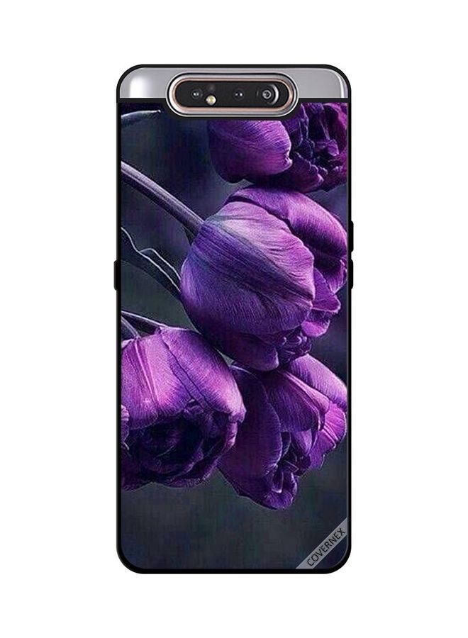 Covernex Protective Case Cover for Samsung Galaxy A80 Dark Purple Flowers Multicolour - Image 1