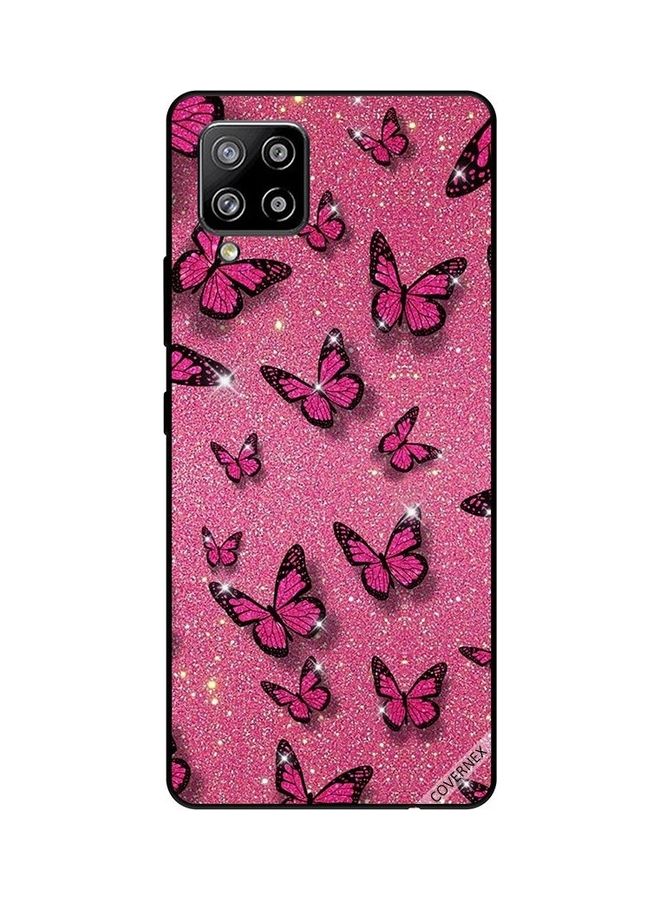 Covernex Protective Case Cover for Samsung Galaxy A42/M42 5G Pink Gliters and Butterflies Multicolour - Image 1