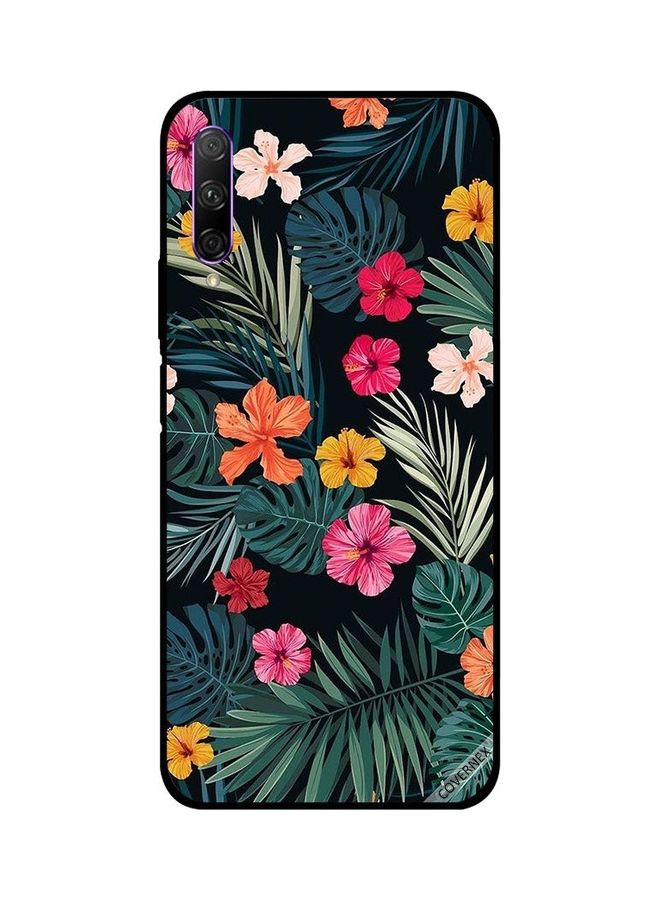 كوفرنيكس غطاء حماية واقي لهاتف هواوي Y9s طبعة ريش بلون أخضر داكن وزهور متعددة الألوان - Image 1