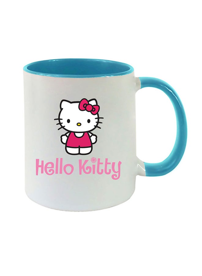 MEC Hello Kitty Text Printed Coffee Mug Light Blue/White 350ml