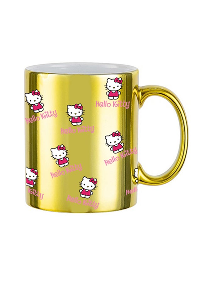 MEC Multiple Hello Kittys All Over The Printed Coffee Mug Gold/White 350ml