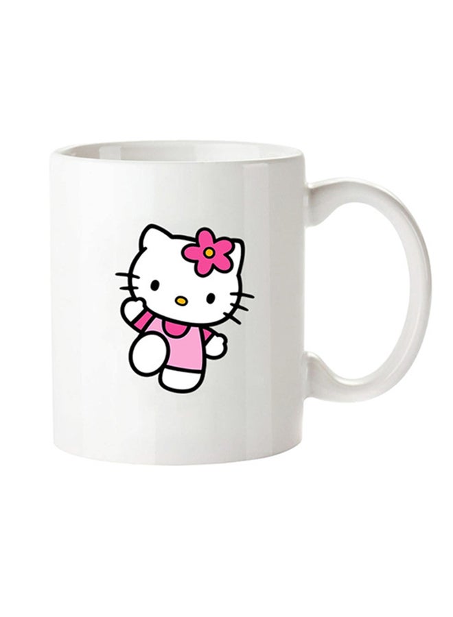 إم إي سي هاللو كيتي تُلوح لك! مج قهوة مُزين بطبعة أبيض
