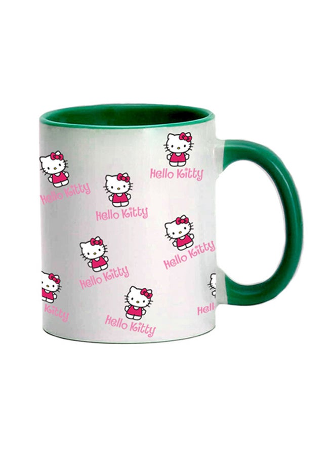 MEC Multiple Hello Kittys All Over The Printed Coffee Mug Green/White