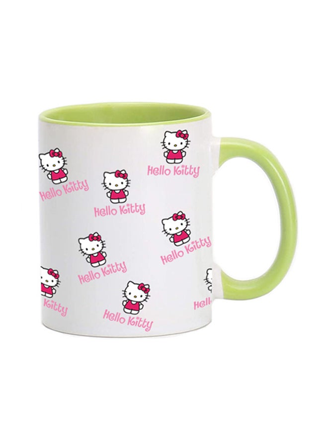 MEC Multiple Hello Kittys All Over The Printed Coffee Mug Light Green/White