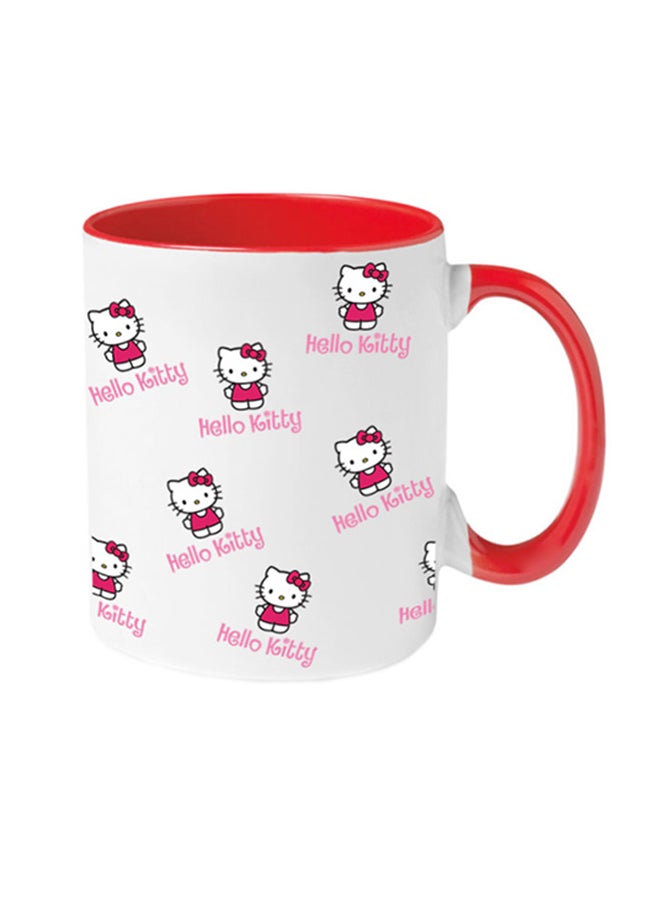MEC Multiple Hello Kittys All Over The Printed Coffee Mug Red/White 350ml