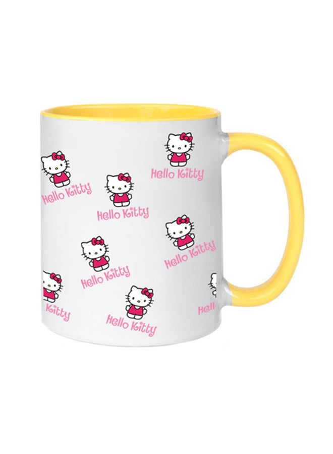 MEC Multiple Hello Kittys All Over The Printed Coffee Mug Yellow/White