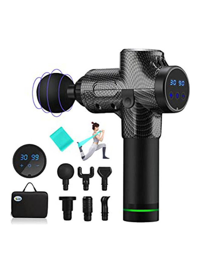 Massage Gun With 6 Massage Heads 30 Adjustable Speeds With Free Yoga Resistance Band