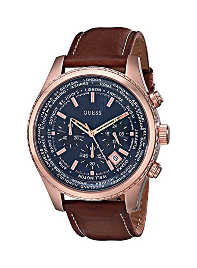 جس Men's Leather Analog Watch 0500G1 - Image 1
