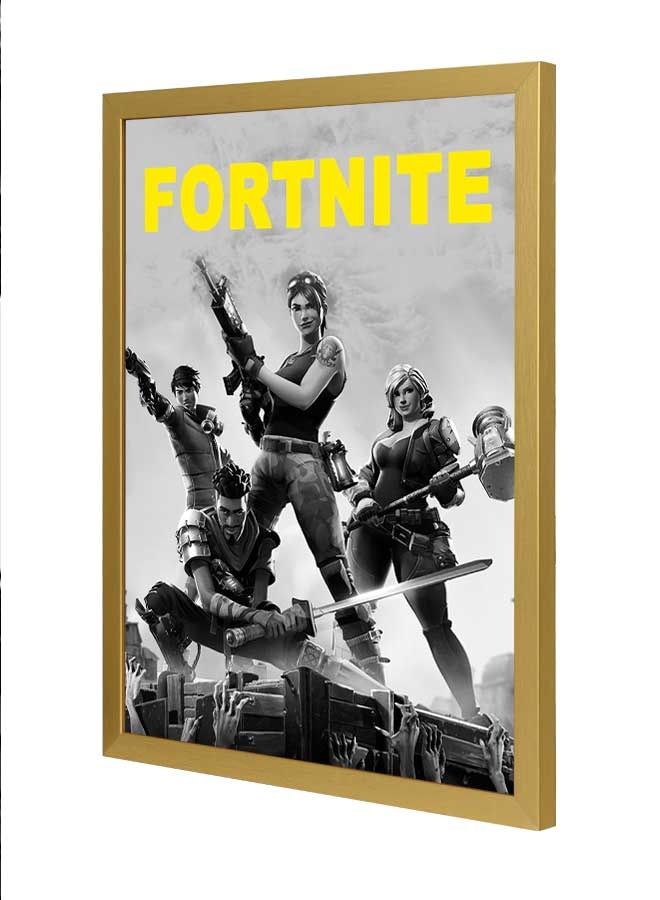لوحة فنية بإطار لديكور الحائط مطبوع عليها كلمة "Fortnite" متعدد الألوان 33x43سم - Image 1