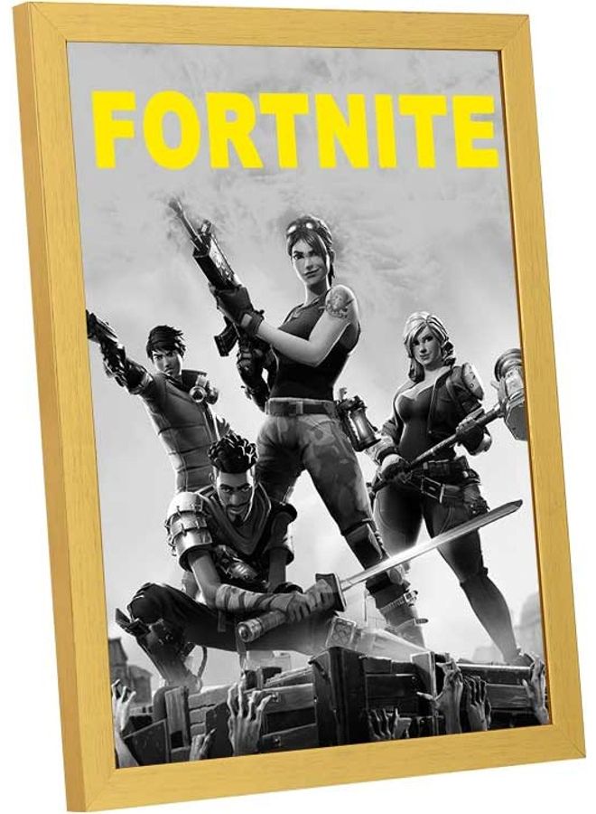لوحة فنية بإطار لديكور الحائط مطبوع عليها كلمة "Fortnite" متعدد الألوان 33x43سم - Image 2
