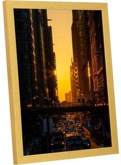 LOWHA Vehicles Passing On Road Between High-Rise Building Wall Art Frame Multicolour 33x43cm  - Image 2