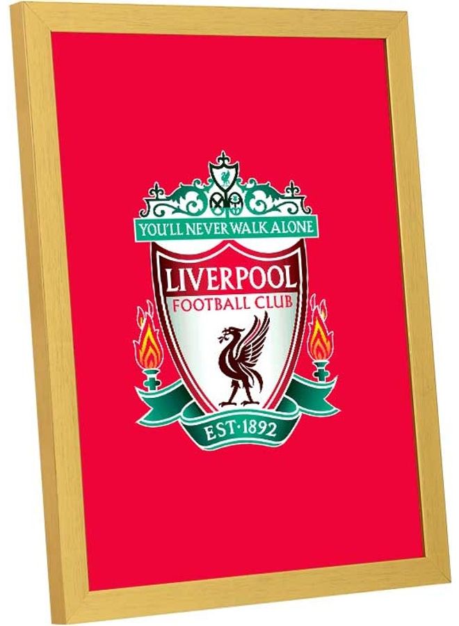 لوحة فنية بإطار لديكور الحائط تُمثل شعار نادي ليفربول متعدد الألوان 33x43سم - Image 2
