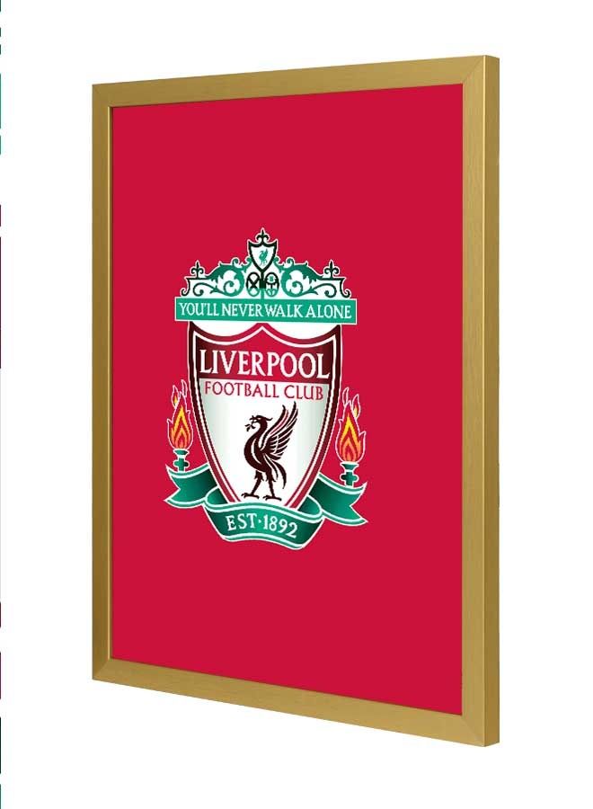 لوحة فنية بإطار لديكور الحائط تُمثل شعار نادي ليفربول متعدد الألوان 33x43سم - Image 1