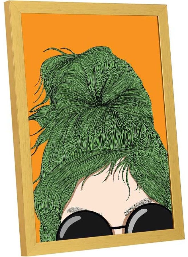 لوحة ديكور للحائط بإطار خشبي برتقالي/أخضر/أسود 33x43سم - Image 2