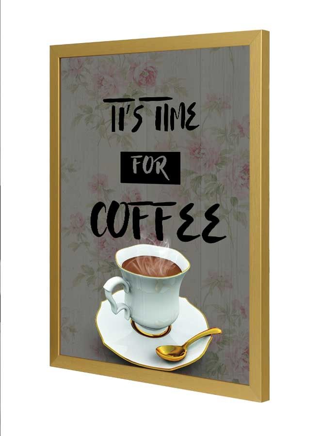 LOWHA - It Is Time For Coffee Wall Art Frame Multicolour 33x43cm - Image 1