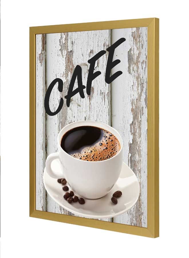 لوحة فنية بإطار لديكور الحائط تُمثل كلمة "Cafe" متعدد الألوان - Image 1
