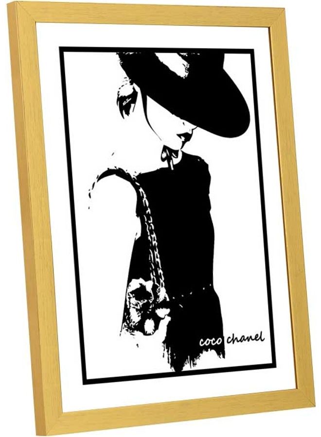 لوحة فنية بإطار لديكور الحائط تُمثل عبارة "Coco Chanel" متعدد الألوان 33x43سم - Image 2