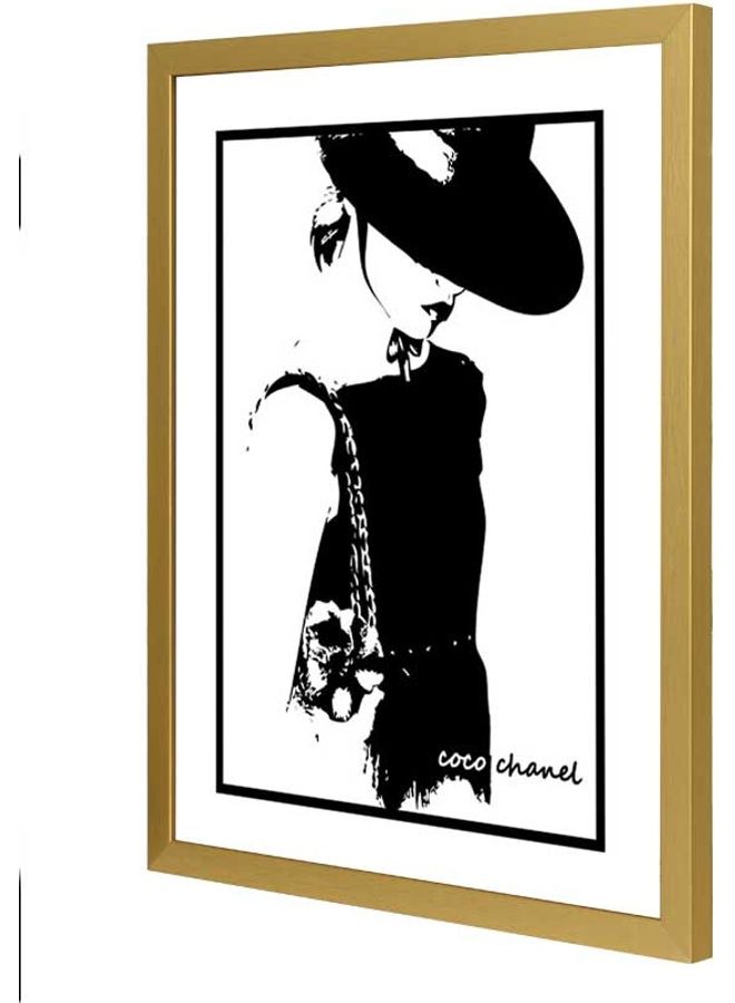 لوحة فنية بإطار لديكور الحائط تُمثل عبارة "Coco Chanel" متعدد الألوان 33x43سم - Image 1
