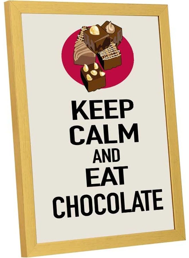 LOWHA - Keep Calm And Eat Chocolate Wall Art Frame Multicolour 33x43cm - Image 1