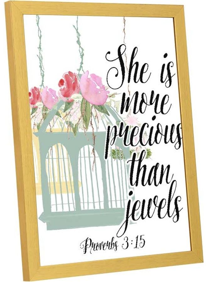LOWHA - She Is More Precious Than Jewels Wall Art Frame Multicolour 33x43cm - Image 1