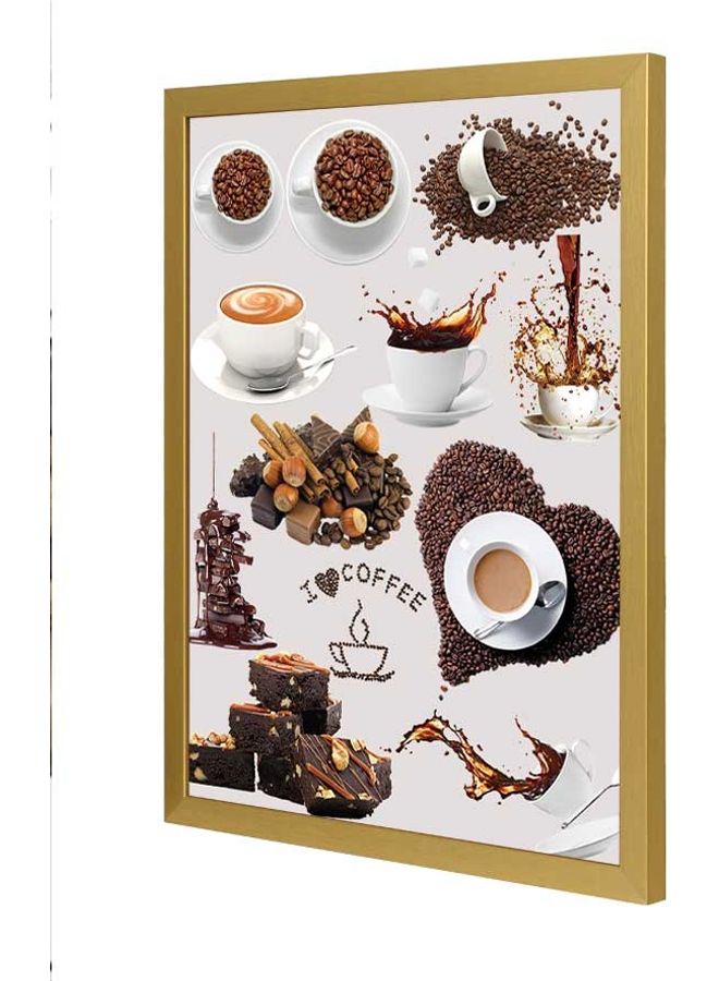 لوحة فنية بإطار لديكور الحائط تُمثل كلمة "Coffee" متعدد الألوان 33x43سم - Image 1