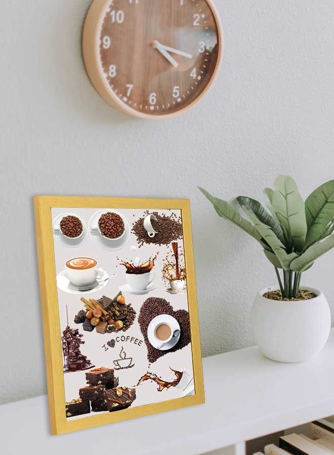 لوحة فنية بإطار لديكور الحائط تُمثل كلمة "Coffee" متعدد الألوان 33x43سم - Image 3