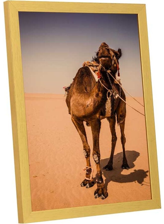 LOWHA Camel Standing On Sand Wall Art Frame Multicolour 33x43cm  - Image 2