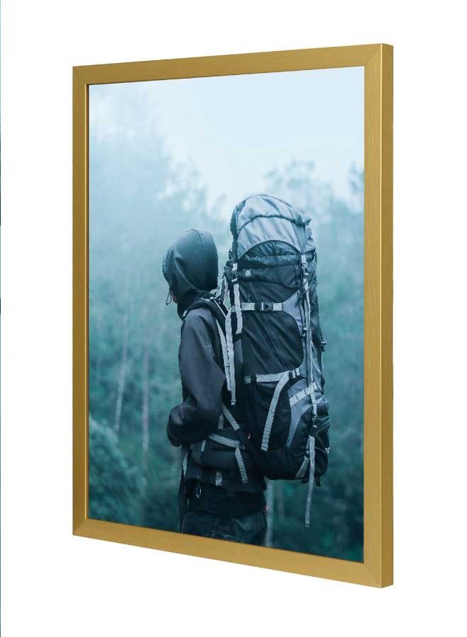 LOWHA Man Wearing Hoodie Carries Bag Wall Art Frame Multicolour 33x43cm - Image 1