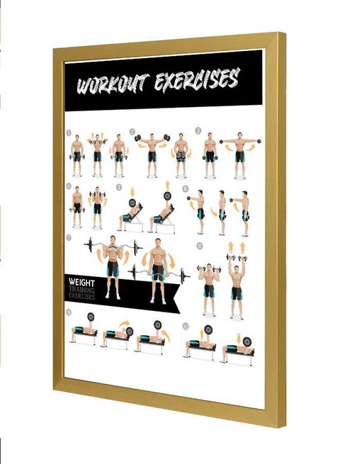 Workout Exercises Wall Art Frame Multicolour 33x43cm