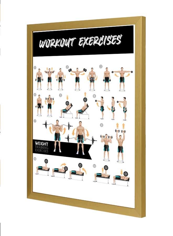Workout Exercises Wall Art Frame Multicolour 33x43cm