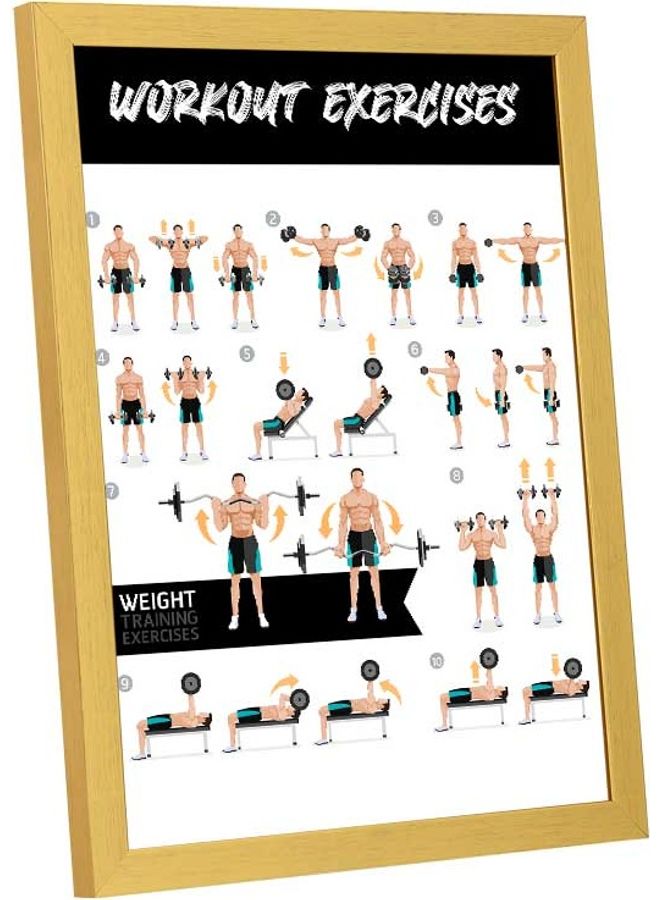 Workout Exercises Wall Art Frame Multicolour 33x43cm